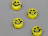 Мънисто жълто с усмивка d=9.8mm, дебелина 5mm, отвор 2.4mm - 25g ≈ 79 бр.