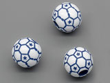 Футболна топка бяло и синьо d=11.5mm, височина 11mm,  отвор 3.8mm - 500g ≈ 580 бр.