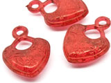 Сърце прозрачно с халка - червено 17x19x7mm, отвор 2.5mm - 25g  ≈ 24 бр.
