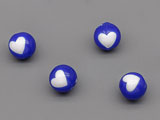 Топче синьо със сърце d=8mm, отвор 2mm - 50g ≈ 176 бр.