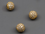 Топче с камъни цвят злато d=8mm, отвор 1.5mm - 1 бр.
