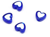 Сърце с бяла среда - синьо 8.5x7.5mm, отвор 1.5mm - 400g ≈ 2160 бр.