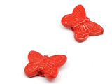 Пеперуда червена - 14x11x3.5mm , отвор 1.5mm  - 25g ≈ 88 бр.
