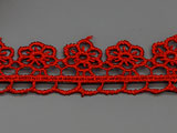 Лента с цвете червена, ширина 2cm - 10 ярда