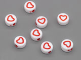 Сърце бяло и червено d=6.8m, дебелина 3.5mm, отвор 1.5mm - 500g ≈ 3880 бр.