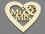 Сърце Mr&Mrs с брокат 79x80x2.8mm - 5 бр.