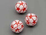 Футболна топка бяло и червено d=12mm,  отвор 2.7mm - 25g ≈ 28 бр.