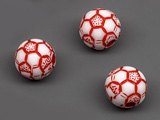  Футболна топка бяло и червено d=9.5mm, отвор 2.2mm - 25g ≈ 49 бр.
