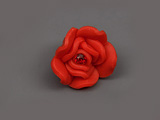 Роза червена с камъче 16x16x8mm, отвор 2mm - 10 бр.