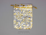 Торбичка органза с рози златисти 9x12cm - 10 бр.