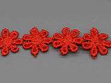 Лента с цветя червена, ширина 1.3cm - 10 ярда