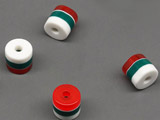 Цилиндър бяло, зелено, черв. d=6mm, h=7mm, отвор 2mm - 50 бр.