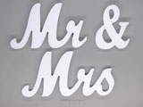Надписи Mr&Mrs бели ръкописни 47x9cm, дебелина 11.5mm - 1 бр.